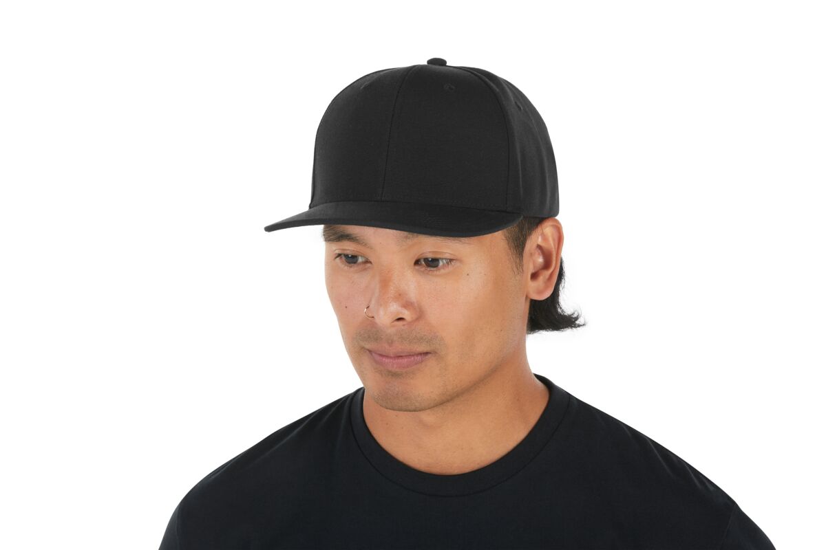 recycled-poly-classic-6-panel-hat-c0 WebPDP-HAT001002_Recycled_Poly_Classic_6Panel_Hat_Black_Studio_Harper_Studios_0723_Side_2__HAT001002OS.jpg