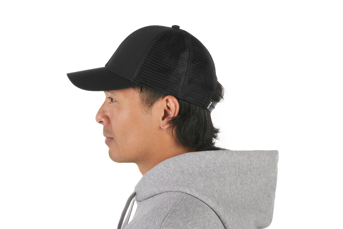 recycled-poly-low-profile-trucker-hat-i0 WebPDP-HAT002002_Recycled_Poly_Low_Profile_Trucker_Hat_Black_Studio_Harper_Studios_0723_Back__HAT002002OS.jpg