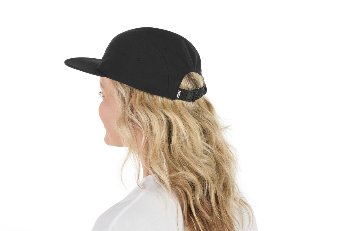 recycled-poly-flat-brim-5-panel-hat-q1 WebPDP-HAT003002_Recycled_Poly_Flat_Brim_5Panel_Hat_Black_Studio_Harper_Studios_0723_Side_2__HAT003002OS.jpg